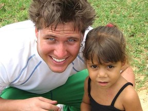 Dave Schram with his World Vision sponsored child Ana Cristina Silva in Brazil a few years ago. Schram and Amazing Race Canada partner Jet Black will head to Brazil for five days this fall to help promote World Vision initiatives.
Contributed Photo