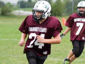 Patrick Ezewski, shown here in a recent game, has made the Team Ontario under 13 team, which will be playing three games in Texas at the FBU national championships.