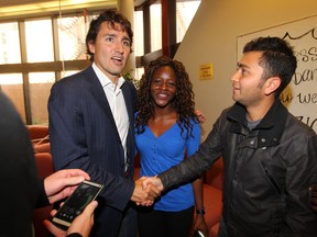 Liberal Party Leader Justin Trudeau held a town hall with students at the University of Manitoba on Wednesday. (WINNIPEG SUN PHOTO)