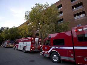 Edmonton Fire Rescue Service firefighters responded to a chemical explosion at the University of Alberta's Gunning/Lemieux Chemistry Centre Wednesday. (IAN KUCERAK/Edmonton Sun)