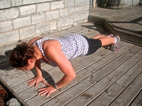 A tricep pushup. (Courtesy Tracie Smith-Beyak)