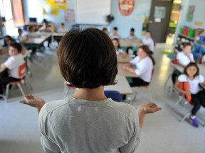 Second-grade students take part in a classroom meditation session at Gerald McShane Elementary in the Montreal North district on Monday, October 6, 2013. MAXIME DELAND/QMI AGENCY