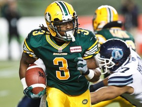 Jamal Miles, shown here in action in Toronto, has given the Eskimos a glimmer of hope, averaging a league-leading 10.6-yard average on punt returns. (Codie McLachlan, Edmonton Sun)