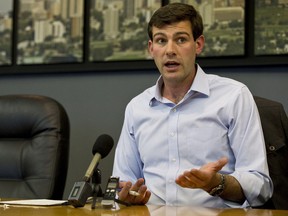 Mayoral candidate Don Iveson speaks at the Sun's editorial meeting. (IAN KUCERAK/Edmonton Sun)