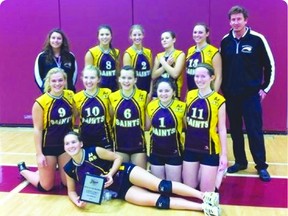 The Portage Collegiate Saints won the Pride of the Prairie tournament in Portage over the weekend.