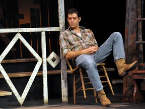 Cameron Macduffee rehearses a scene from Ring of Fire (The Music of Johnny Cash) at the Grand Theatre Oct. 15, 2013. The season-opening musical runs at the Grand until Nov. 2. CHRIS MONTANINI\LONDONER\QMI AGENCY
