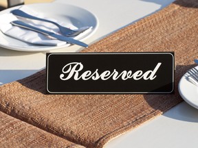 Place setting reserved sign