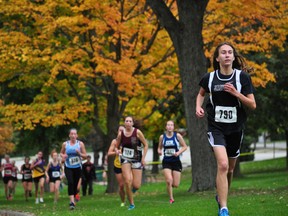 Students competing in the TVRA senior girls cross-country central division finals race around Springbank Park Oct. 17, 2013.  CHRIS MONTANINI\LONDONER\QMI AGENCY