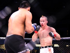 Joel Paquette, right, of Sarnia's Supreme MMA will be fighting in the ProFC "Unrivalled" card in London on Oct. 26. It is Paquette's third professional fight, while Sarnia's Woodrow James will be making his professional debut. Observer file photo