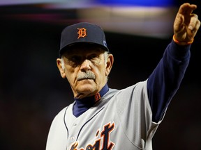 Jim Leyland retired as Detroit Tigers manager Monday after his team lost to the Boston Red Sox in the American League Championship Series in six games. (Al Bello/Getty Images/AFP)