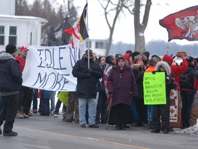 An Idle No More protest takes place in Algonac Mich. on Dec. 30, 2012. Another Idle No More protest is scheduled to take place on Saturday, moving from Walpole Island to Algonac to Harsens Island and back.