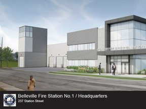 Drawing of Belleville's planned new fire hall at 237 Station St. provided by Belleville city hall.