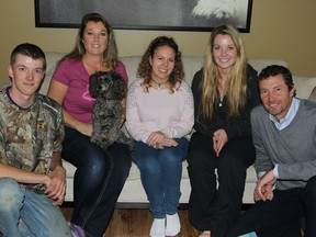 The Ouellette's with the newest addition to their family, exchange student Eleonora Romanillo. (l-r) Mario, Lynn, Eleonora, Chantal and Jean-Pierre.