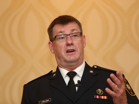 Ontario Fire Marshal Tadeusz (Ted) Wieclawek speaks to an audience at the Public Fire and Life Safety Educators Conference in Sudbury, ON. on Thursday, October 24, 2013. JOHN LAPPA/THE SUDBURY STAR/QMI AGENCY