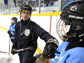 Sarnia Legionnaires goalie coach Paul Burgess has been selected to work with the goaltenders for Team Ontario at the upcoming Canadian Women's Under-18 Championships. Burgess is pictured here, instructing players at a camp in 2010. OBSERVER FILE PHOTO