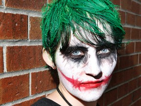 Delia Donaldson of Belleville, Ont. knew she would portray her favourite Batman villain, the Joker played by late actor Heath Ledger in the second last movie of the series, Dark Nights, last year. -  JEROME LESSARD/THE INTELLIGENCER/FILE PHOTO