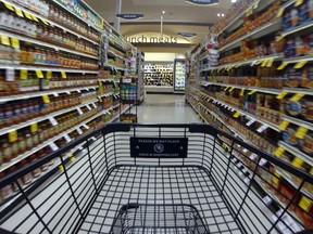 Groceries are shown on the shelves at a Vons grocery store in Encinitas, California October 10, 2013. REUTERS/Mike Blake