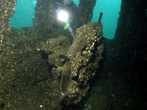 Tim Moran explores the Mary Alice B, a wrecked tug boat found in Southern Lake Huron.
SUBMITTED PHOTO
