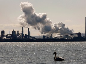 Steam billows from a stack at the U.S. Steel Canada plant in Hamilton in this file photo taken March 4, 2009. (REUTERS/Mike Cassese/Files)