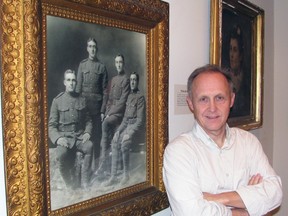 John Kastner, general manager of the Stratford-Perth Museum, stands next to a portrait of the Rose brothers, one of several interesting and historical pieces on display as part of the ‘Portraits of Perth’ exhibit at the museum from October to January. Relatives of the Rose brothers are believed to be in Mitchell or the surrounding area. KRISTINE JEAN/MITCHELL ADVOCATE