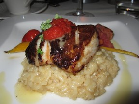 Ernest’s porcini-crusted sablefish on risotto