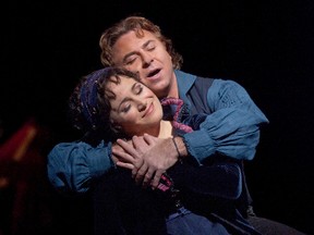 Patricia Racette is Tosca and Roberto Alagna, Cavaradossi, in Puccini's tragic opera, Tosca, to be screened 12:55 p.m. Nov. 9 at Galaxy Cinemas, Elgin Mall (cineplex.com) as part of The Met: Live in HD series. Ken Howard/Metropolitan Opera. (Ken Howard/Metropolitan Opera)