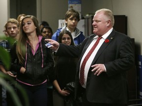 Mayor Rob Ford with students at Toronto City Hall as part of “Take Your Kids to Work” day Wednesday, November 6, 2013. (Craig Robertson/Toronto Sun)