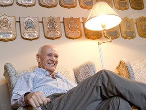 Western University cross country coach Bob Vigars laughs as he sits in his office on the Western campus in London on Wednesday. Vigars is set to be inducted into the London Sports Hall of Fame on Thursday. CRAIG GLOVER/The London Free Press/QMI Agency