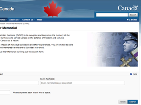 Canadian Virtual War Memorial website