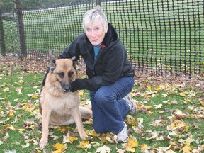 Rapi with owner Lynda Melnick at Ravenscroft Kennels. Rapi is the subject of the Animal Planet show Save My Pet being shown Nov. 22.
