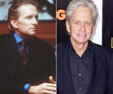 Michael Douglas, left, late 90s, and right, a recent photo. WORK DONE: Facelift. VERDICT: Tight like a tiger. (Handout, WENN.COM)