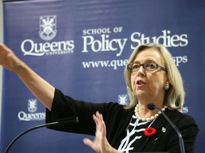 Elizabeth May, leader of the Green Party, speaks Thursday at Queen's University.
Elliot Ferguson The Whig-Standard