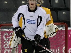 Lawson Crouse, at practice Thursday, and the Kingston Frontenacs host the Kitchener Rangers Friday night. (Ian MacAlpine/The Whig-Standard)