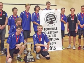 The County Central High School junior varsity Hawks boys volleyball team brought home Nov. 6 the Foothills Volleyball League Championship banner.