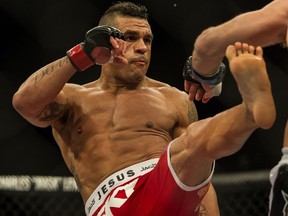 Vitor Belfort, seen in this file photo, knocked out Dan Henderson with a boot to the face Saturday in Brazil. (REUTERS file photo)
