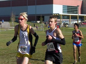 Brad Sheeler (left) competes in the junior boys race at the Ontario Federation of School Athletic Associations (OFSAA) Cross Country Championships in Sudbury earlier this month. After a tenth place finish, older brother Matt earned fifth place in the senior boys event.
Contributed Photo