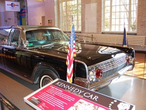 The 1961 Lincoln Continental convertible that carried President John F. Kennedy when he was assassinated is on display at The Henry Ford museum. (Jim Fox photos)