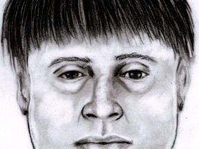 A police sketch of one of two men police are looking for after a November 4, 2013, robbery in Leduc.