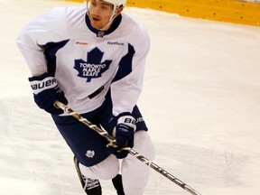 Maple Leafs converted centre James van Riemsdyk says he's doing his best to figure out the nuances involved in the faceoff circle. (DAVE THOMAS/TORONTO SUN)