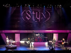 Styx, with lead singer and Canadian Lawrence Gowan, left, performs at the Rogers K-Rock Centre on Thursday. (Ian MacAlpine The Whig-Standard)