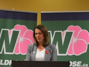 Danielle Smith answers questions in Stony Plain. - April Hudson, Reporter/Examiner