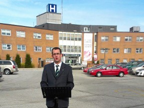 Lambton-Kent-Middlesex MPP Monte McNaughton, holds a press conference on Friday, Nov. 15, 2013 in front of Wallaceburg's Sydenham District Hospital, to address cuts to the hospital.