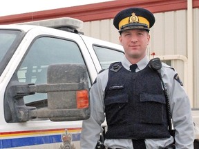 Const. Fraser MacMillan, who graduated from the RCMP academy Oct. 28, started his new position with the Vulcan detachment Nov. 11. His first official duty was to take part in the annual Remembrance Day service.