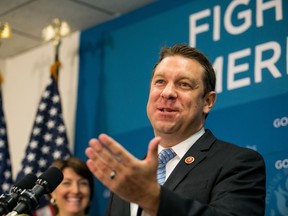 This July 9, 2013 file photo shows US Rep. Trey Radel speaking during a press conference on Capitol Hill in Washington, DC. (Drew Angerer/Getty Images/AFP)