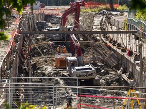 Construction crews work on the west LRT tunnel entrance near Albert Street in Ottawa on Monday September 16,2013. Errol McGihon/Ottawa Sun/QMI Agency