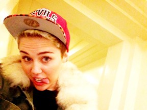 Yet another Miley Cyrus selfie. Tongue and all. (Twitter photo/@MileyCyrus‎)