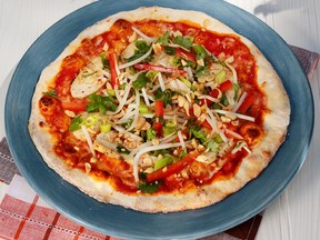 Spicy Thai Chicken Pizza from cookbook Jill's Essentials. (Special to QMI Agency)