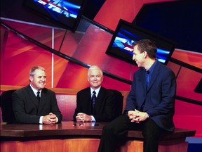 From left: TSN personalities Bob McKenzie, Dave Hodge and James Duthie.