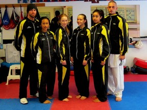 Petrolia Tae Kwon Do team coach Mark Warburton (who has been named an official team trainer for Team Ontario) Urvashi Thongam, Lauren Anderson, Emilee Berdan, Jewelian Blackbird, and Coach Ryan Formosa are preparing for the Canadian Championships, and hopefully a berth at Worlds. (Submitted photo)
