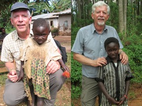 John Geddes stands with a little girl named Rose, first during a visit in 2007 and then again in 2013. Geddes first met Rose in 2006 when he was traveling with some McGill University students in Uganda and near a town called Ibura.
Provided photos